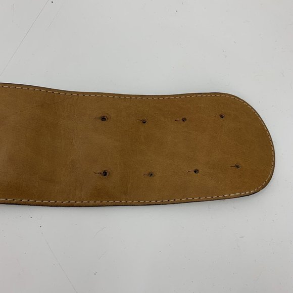 Enrico Creazioni Vintage Brown Leather Belt Snakeskin Brass Face Mask 32\